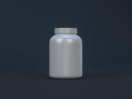 Plastic jar mockup with cap, Packaging template on dark background, 3d renderingの写真素材
