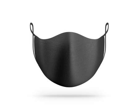 Black Face Mask mockup front view isolated on white, 3d renderingの写真素材