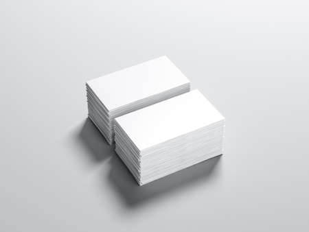 Two packs of White Business cards Mockup isolated on grey. 3d renderingの写真素材
