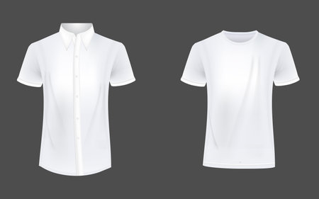 T-shirt and causual short sleeve shirt mockup vectorのイラスト素材