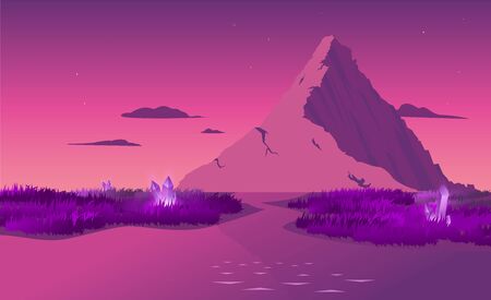Abstract flat mountain with crystalsのイラスト素材