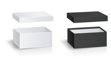 Black And White Vector mock Up Gift Box Isolated On White Backgroundのイラスト素材