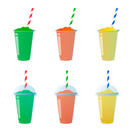 Slurpee slush frozen ice drink illustration with strawのイラスト素材