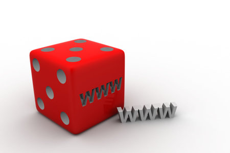 red cube with www letters on a white background 