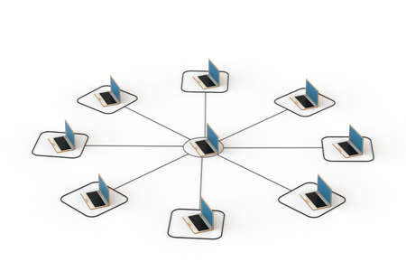 Network with laptopの写真素材