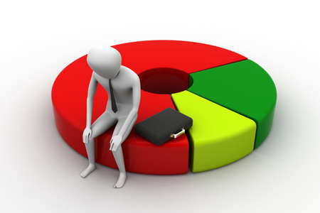 Bussiness man resting on pie chartの写真素材