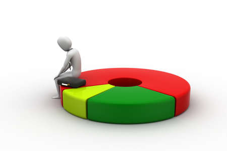 Bussiness man resting on pie chartの写真素材