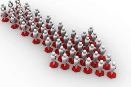 3d people arrange in arrow queの写真素材