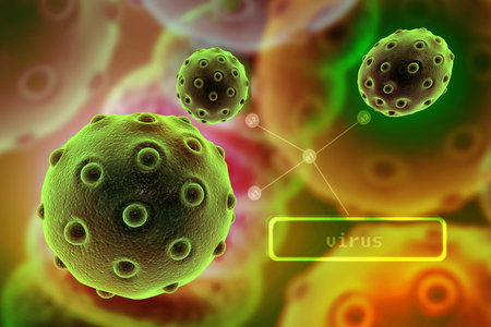 3d  virus on a colour background