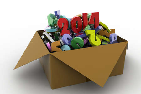 2014 in a box  3d illustrationsの写真素材
