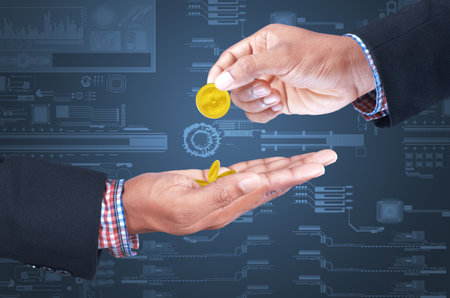 Business man sharing money