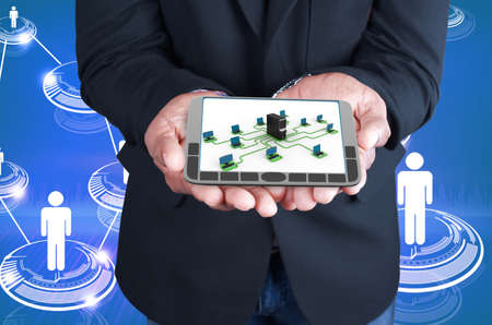   tablet computer in the handの写真素材