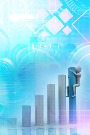 Business graph and 3d manの写真素材