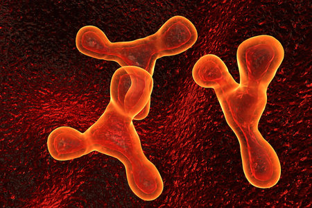 Molecules in brown colour backgroundの写真素材