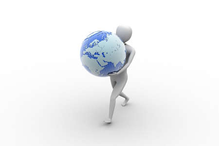 3d man, and earthの写真素材