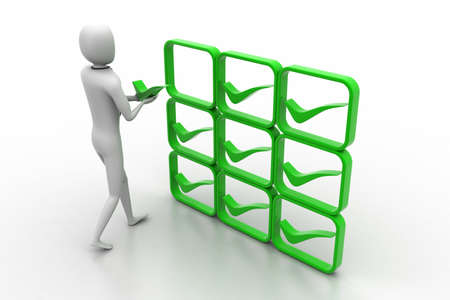 3d person with green positive symbol in handsの写真素材