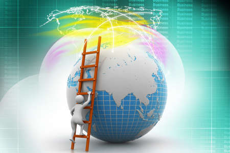 Earth globe and ladderの写真素材