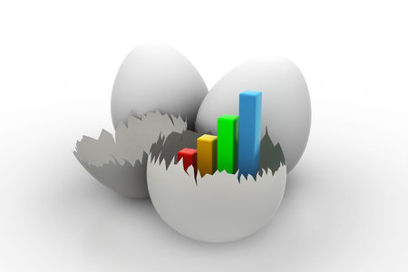 Colourful Business Growth graph in  broken eggの写真素材