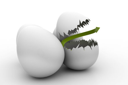 Business graph with open eggの写真素材