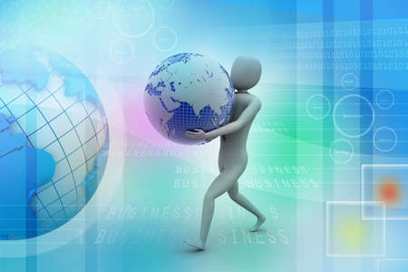 3d man, and earthの写真素材