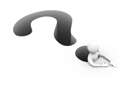 Business man in question mark holeの写真素材