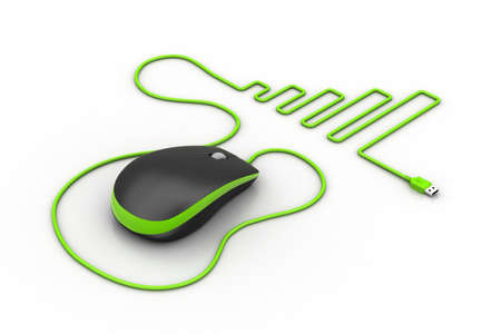 Computer mouse with cableの写真素材