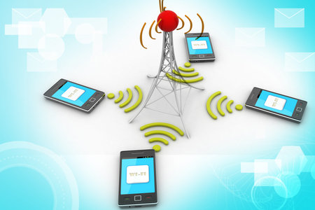 Smart phone and wireless technology  Wireless concept  