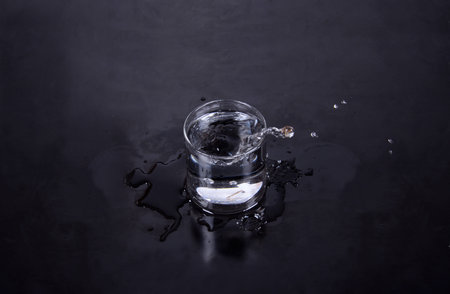 water splashing from glass