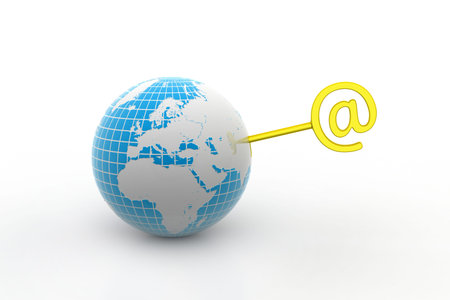 Earth and key, internet conceptの写真素材