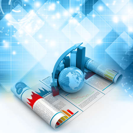 Business growth graph and  globeの写真素材