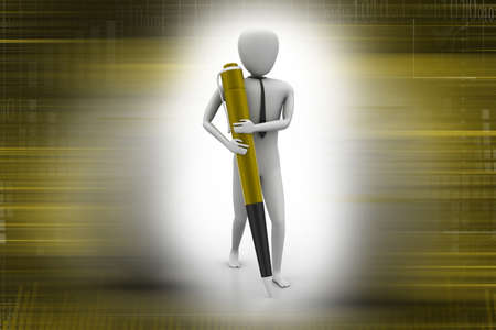 Man writing with a red ballpoint penの写真素材