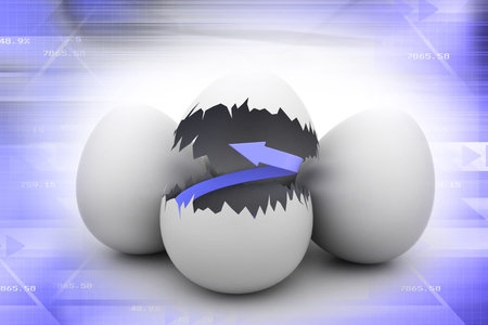 Business graph with open egg