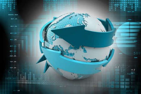 Earth with arrow circle aroundの写真素材