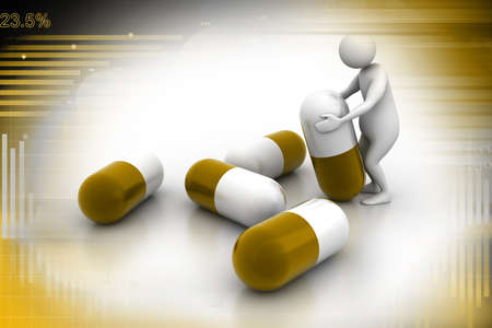3d man with capsule, medical conceptの写真素材