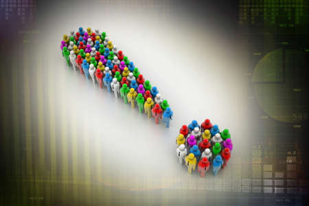 exclamation mark made from colorful 3d peopleの写真素材