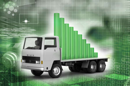 Transportation of business graph in  truckの写真素材