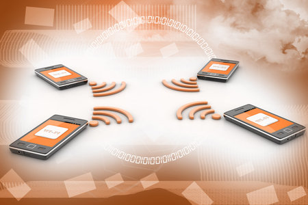 Smart phone and wireless technology  Wireless concept  
