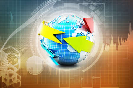 Earth with arrow circle aroundの写真素材