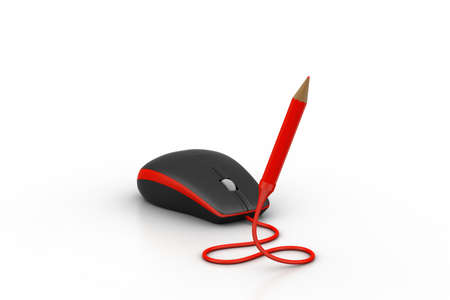 Computer Mouse with pencil plugの写真素材