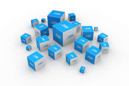 Dot com domain in cubesの写真素材