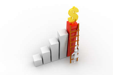   3d men running for getting golden dollarの写真素材