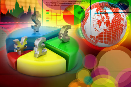 Currency pie chartの写真素材