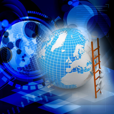 Earth globe and ladderの写真素材