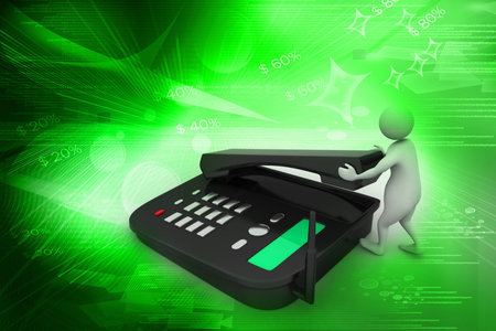 3d man with telephone, communication conceptの写真素材