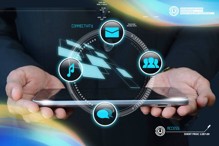 Hand holding mobile smart phone