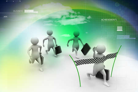 Business man reaching the finishing lineの写真素材