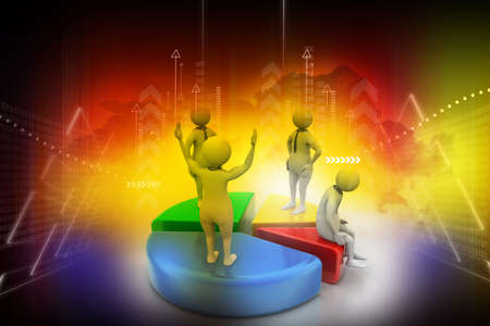 3d people with pie chart,  business competitionの写真素材