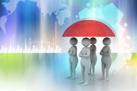 3d people under an umbrella, team work conceptの写真素材