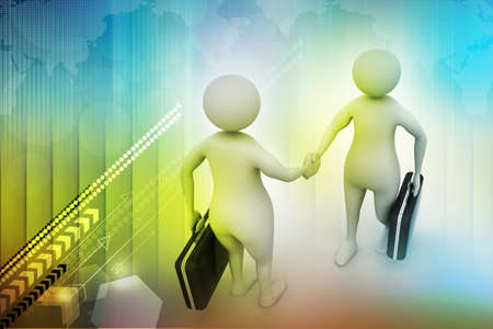 Two business people communicate togetherの写真素材