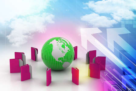 File folders around Earthの写真素材